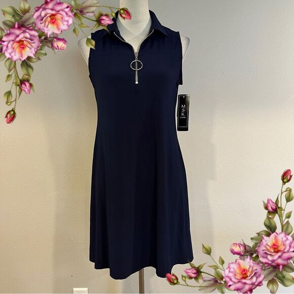 MSK navy sleeveless a-line dress - Picture 1 of 13